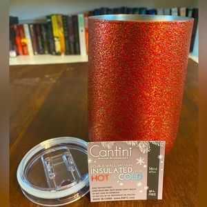 Cabrini 16 oz. Stemless goblet red glitter